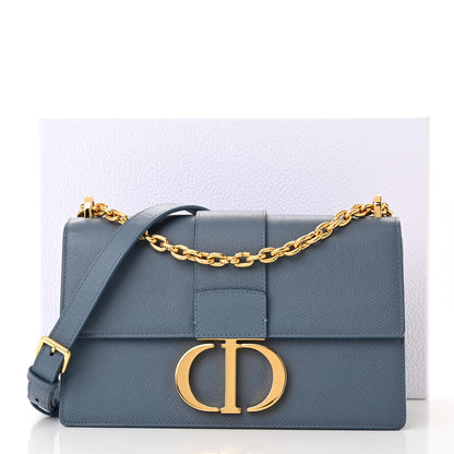 Christian Dior Grained Calfskin Embossed 30 Montaigne Chain Flap Bag Blue 12 of 12