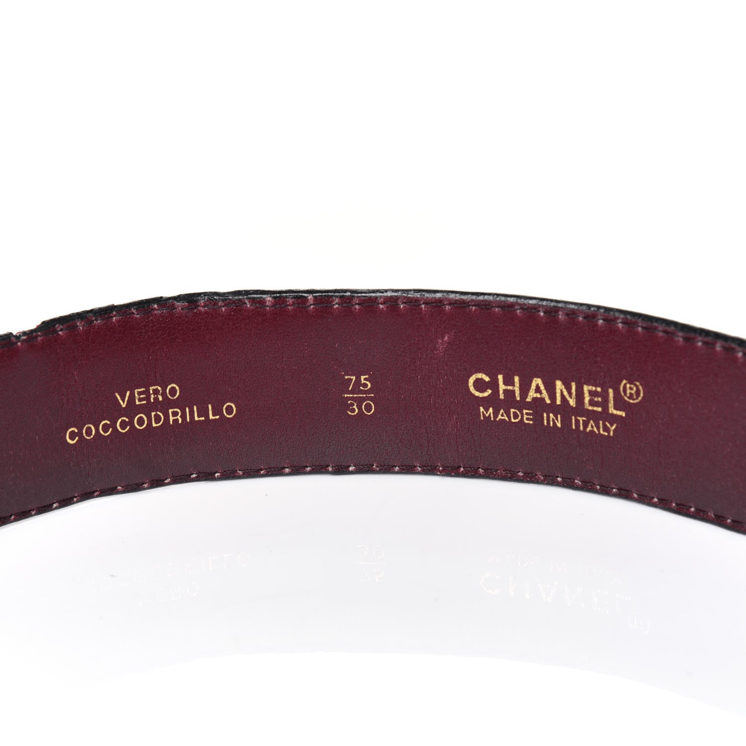 Chanel Crocodile Belt 75 30 Burgundy 3 of 12