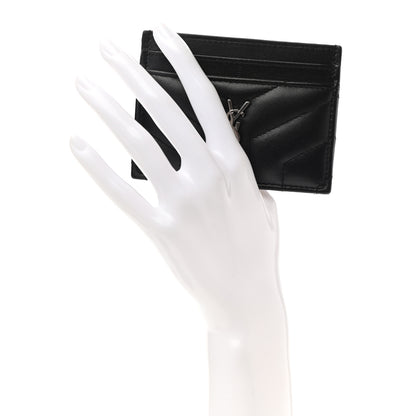 Saint Laurent Calfskin Y Quilted Monogram LouLou Credit Card Case Black 2 of 7