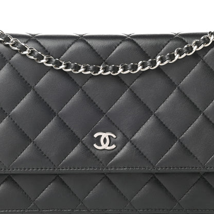 Chanel Lambskin Quilted Wallet On Chain WOC Black 9 of 17