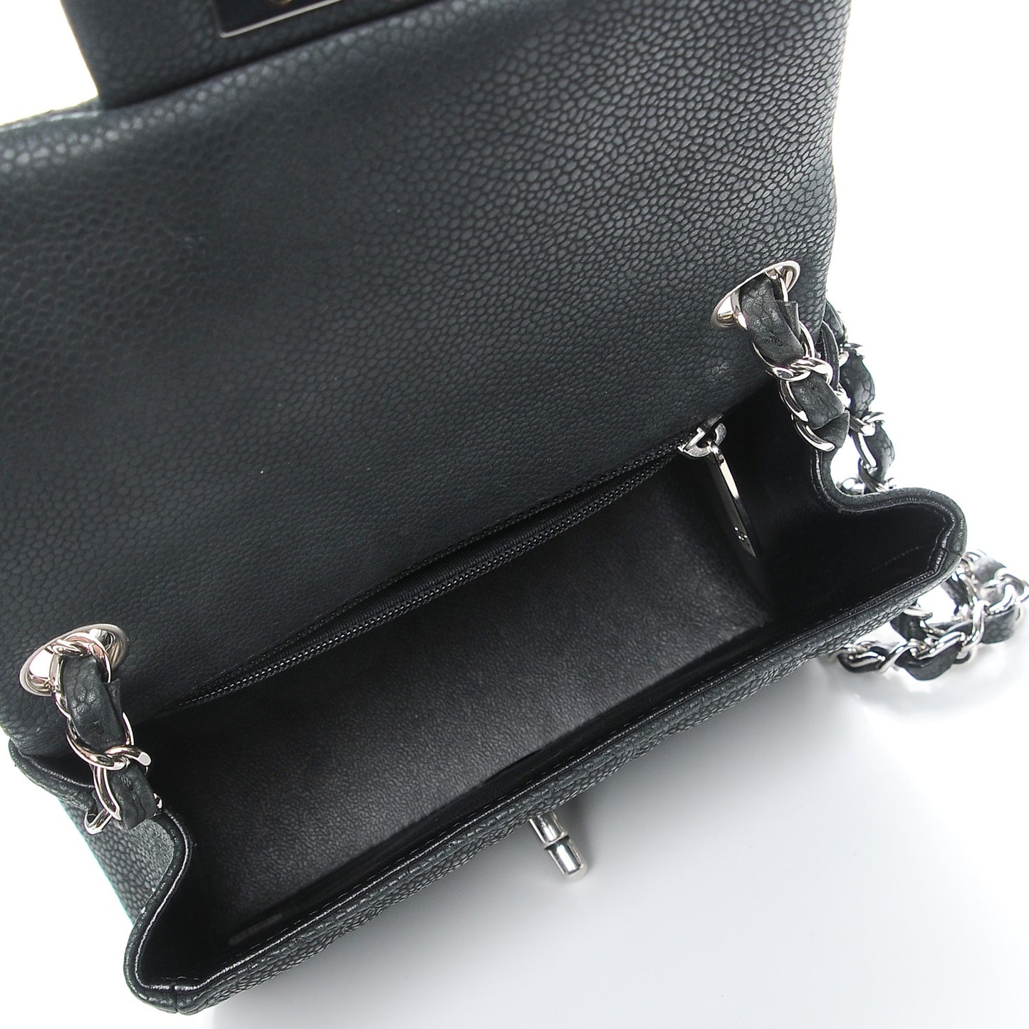Iridescent Caviar Quilted Mini Square Flap Black
