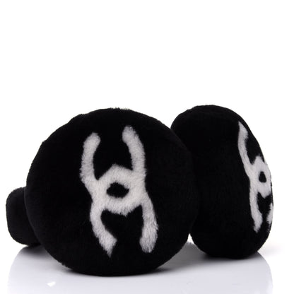 Chanel Shearling CC Ear Muffs Black White 3 of 4