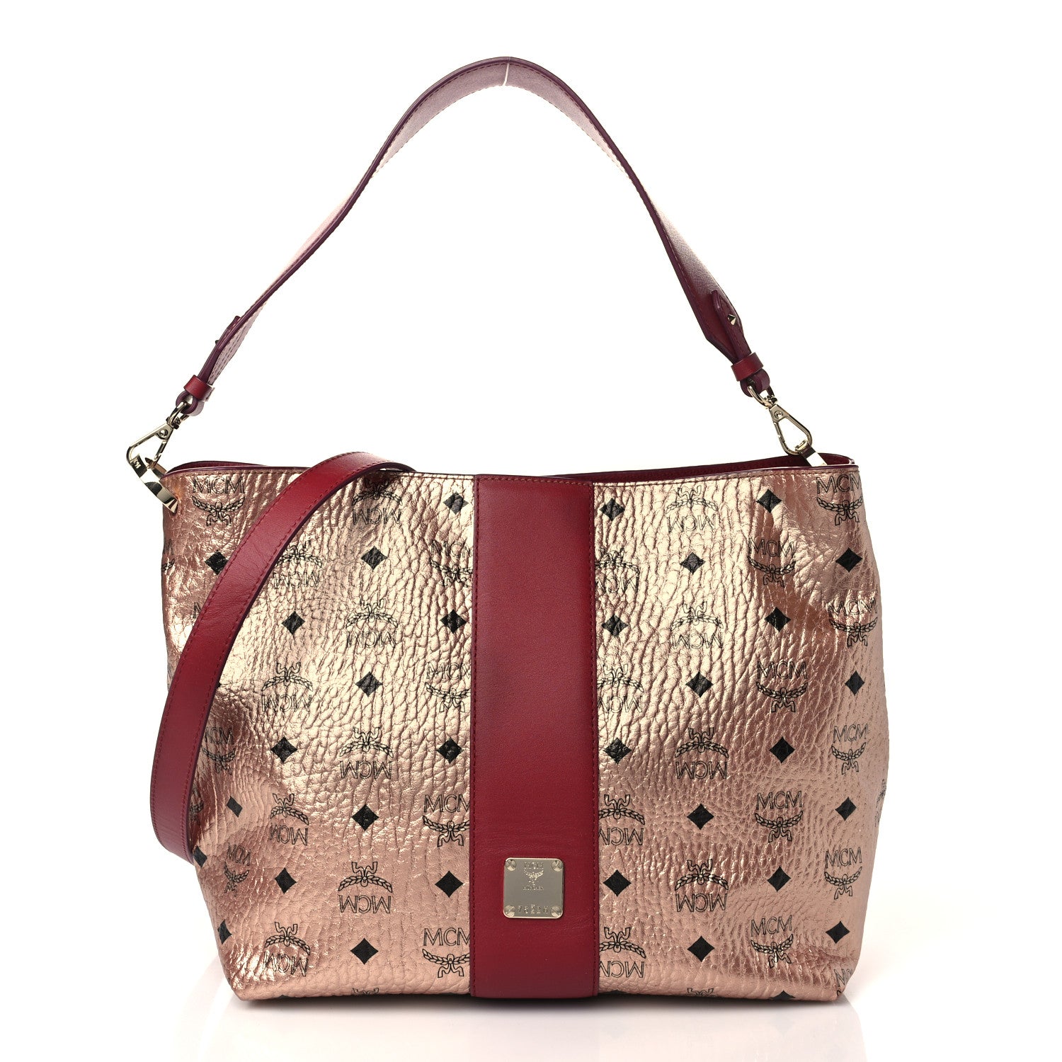 MCM Metallic Visetos Medium Klara Hobo Champagne Gold 1 of 6