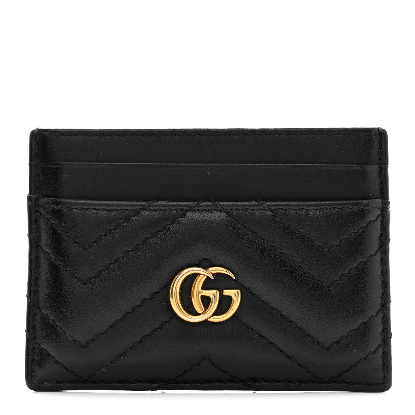 Calfskin Matelasse GG Marmont Card Holder Black