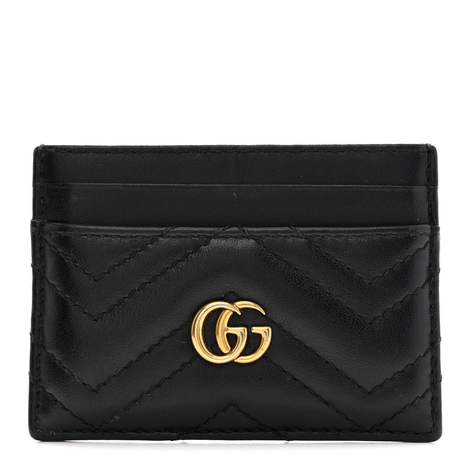 Gucci Calfskin Matelasse GG Marmont Card Holder Black 1 of 7