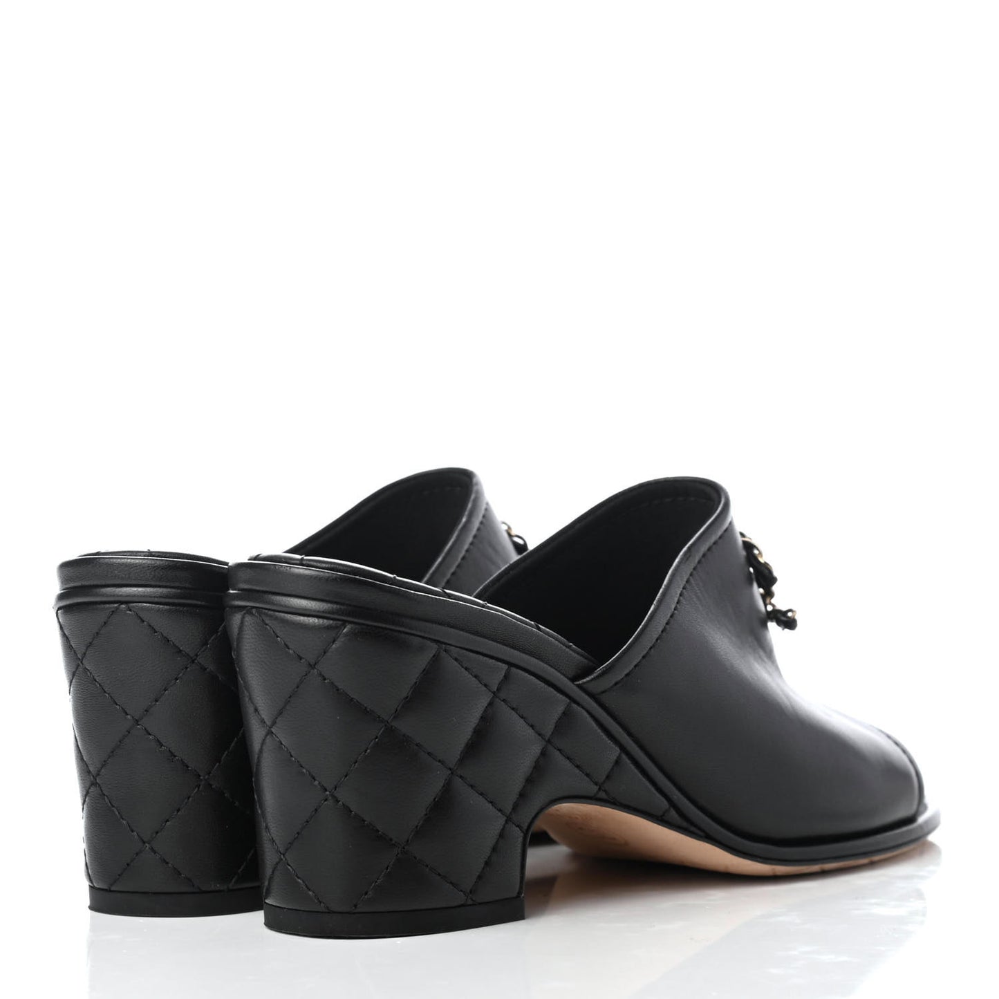 Lambskin Quilted CC Chain Mules 36.5 Black
