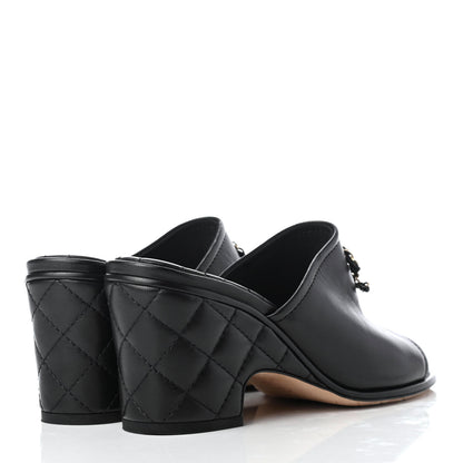 Chanel Lambskin Quilted CC Chain Mules 36.5 Black 4 of 8