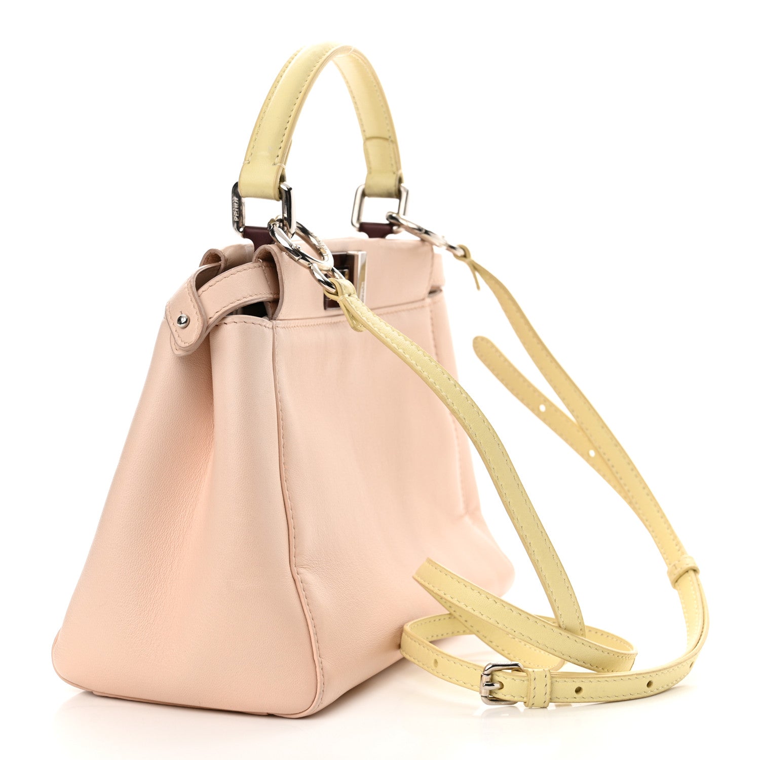 Fendi Nappa Colorblock Mini Peekaboo Iconic Satchel Plaster Banana Grigio Polvere 3 of 16