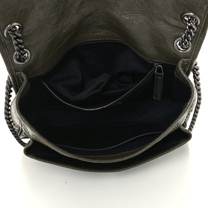 Saint Laurent Crinkled Calfskin Matelasse Monogram Medium Niki Chain Satchel Military Olive 4 of 10