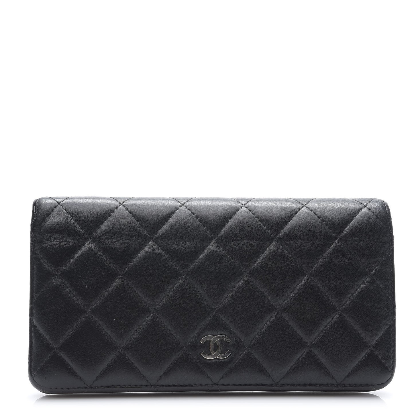 Lambskin Quilted Yen Wallet Black