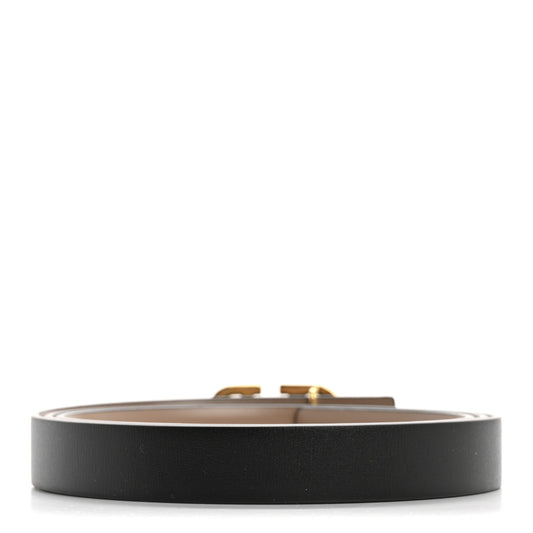 Glossy Calfskin VLogo Reversible 20mm Belt 100 40 Smokey Beige Black