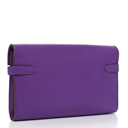 Hermes Chevre Mysore Kelly Longue Wallet Violet 3 of 11