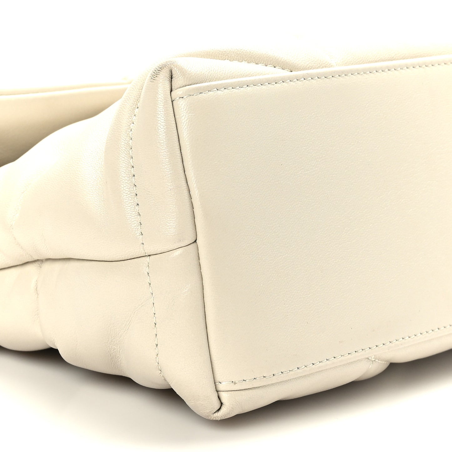 Lambskin Quilted Small Loulou Puffer Monogram Chain Satchel Crema Soft