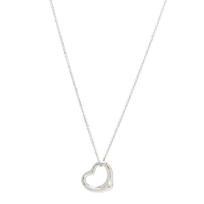 Tiffany Sterling Silver 22mm Elsa Peretti Open Heart Pendant Necklace 1 of 6