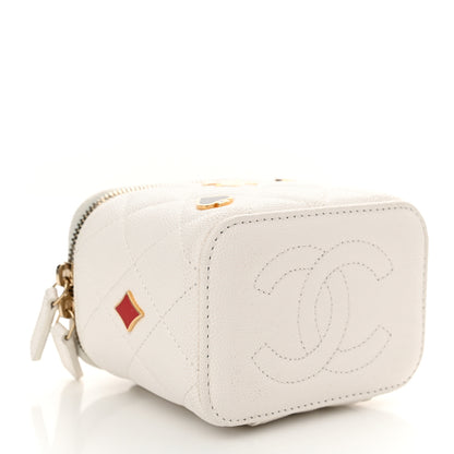 Chanel Caviar Quilted Enamel Coco Casino Mini Vanity Case With Chain White 4 of 10