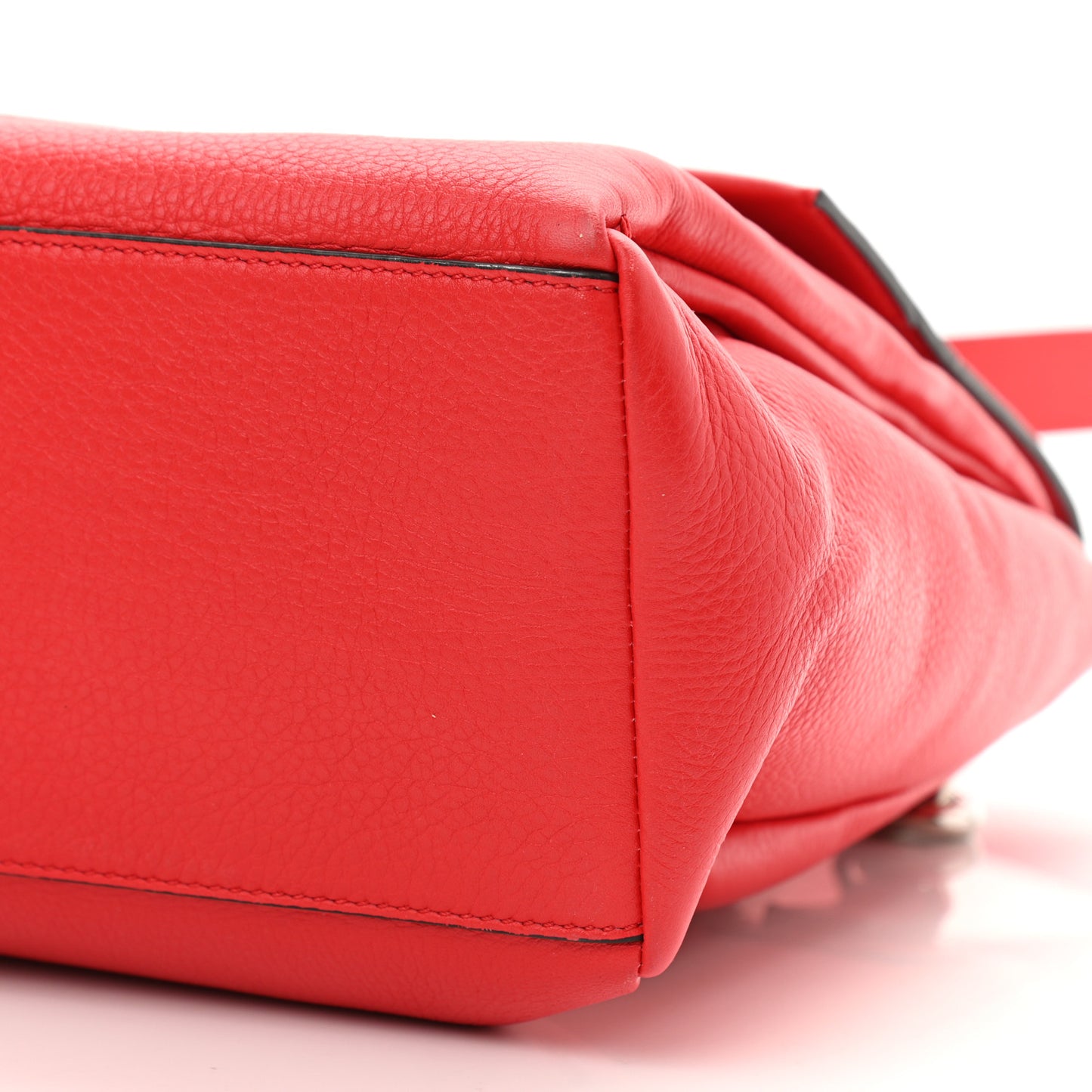 Waxy Grained Calfskin Mini Pandora Pure Flap Bag Medium Red