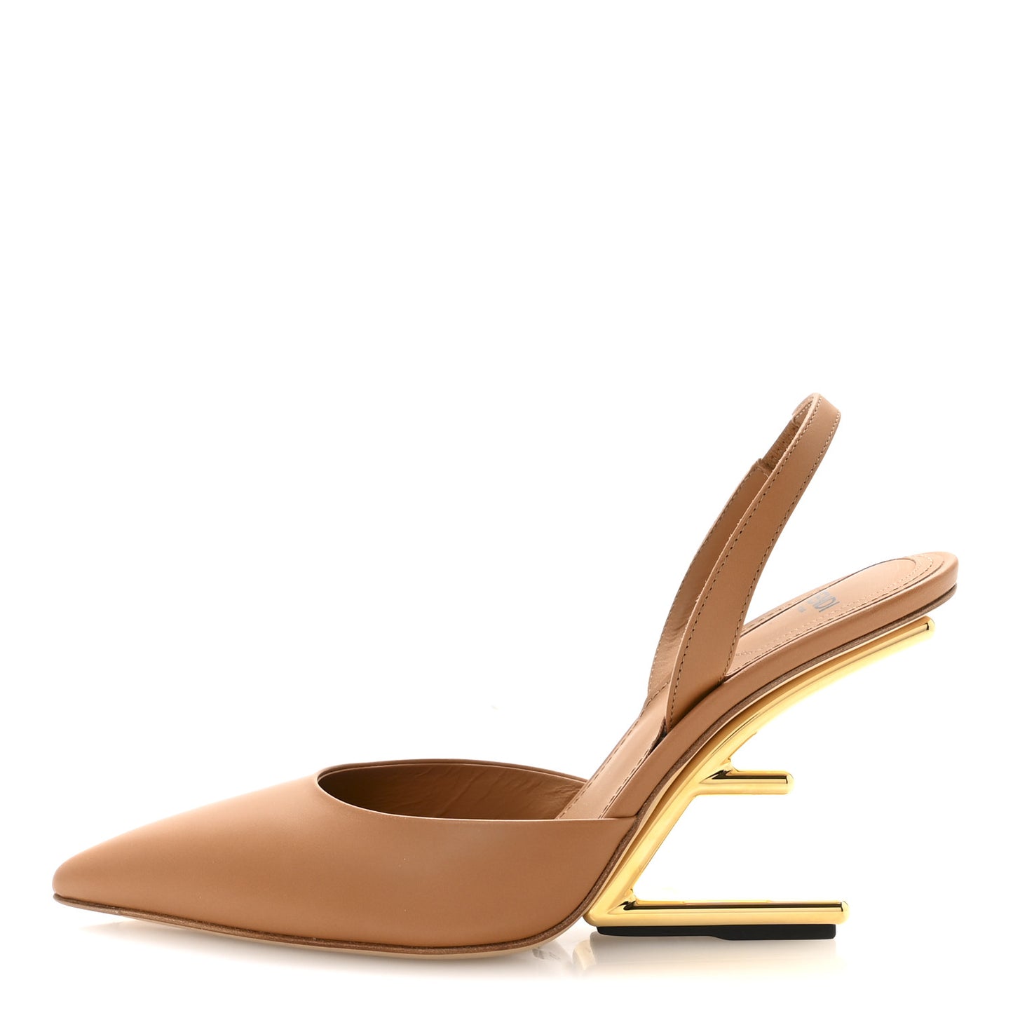 Vitello Fendi First 100mm Slingback Pumps 37 Caramello