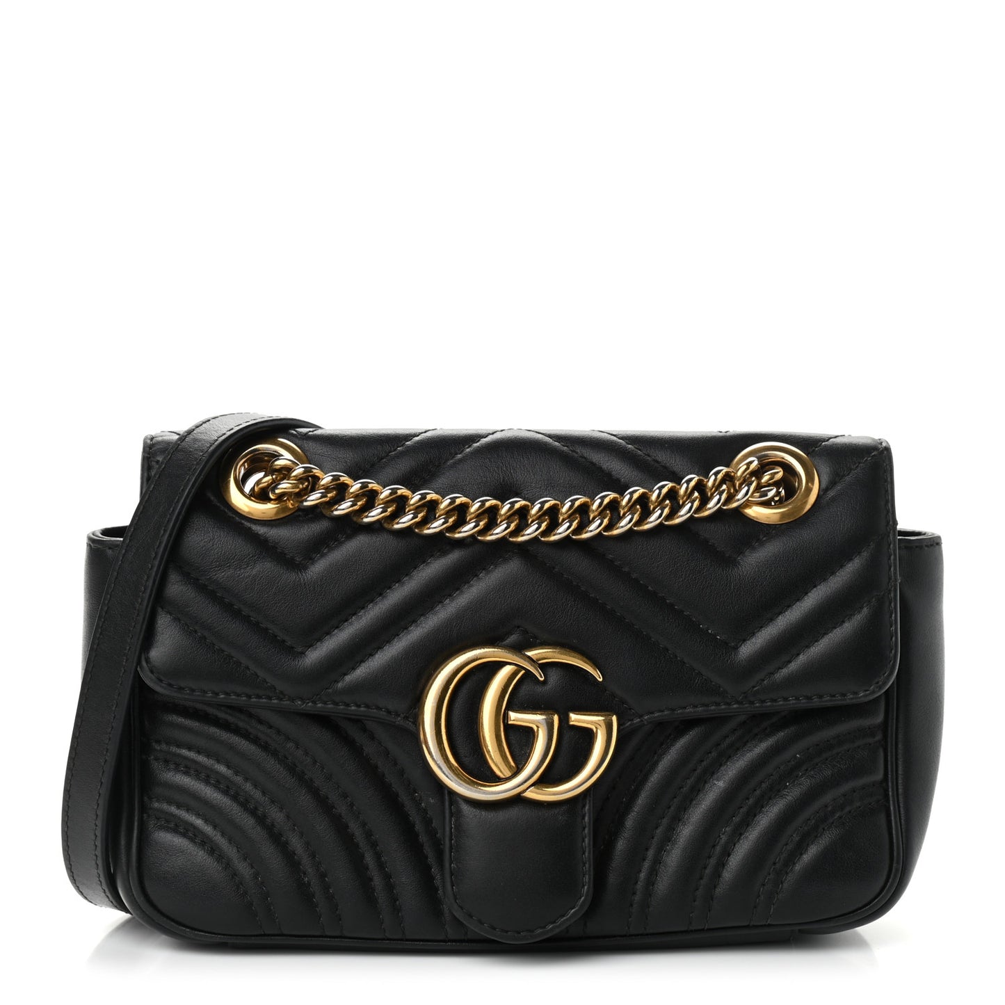 Calfskin Matelasse Mini GG Marmont Shoulder Bag Black