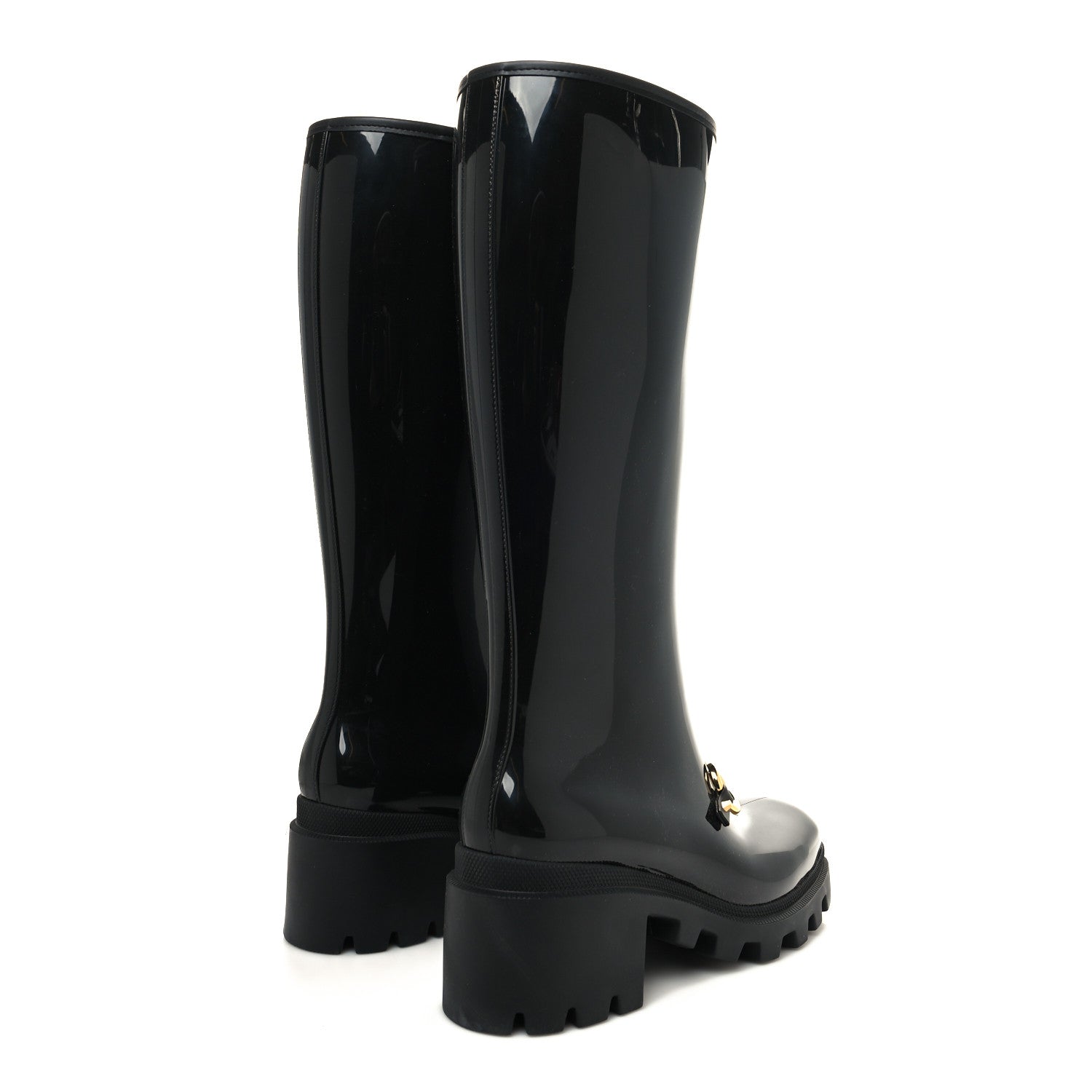Gucci Rubber Horsebit Knee High Boots 41 Black 4 of 7