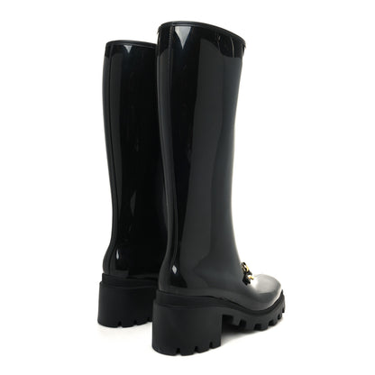 Gucci Rubber Horsebit Knee High Boots 41 Black 4 of 7