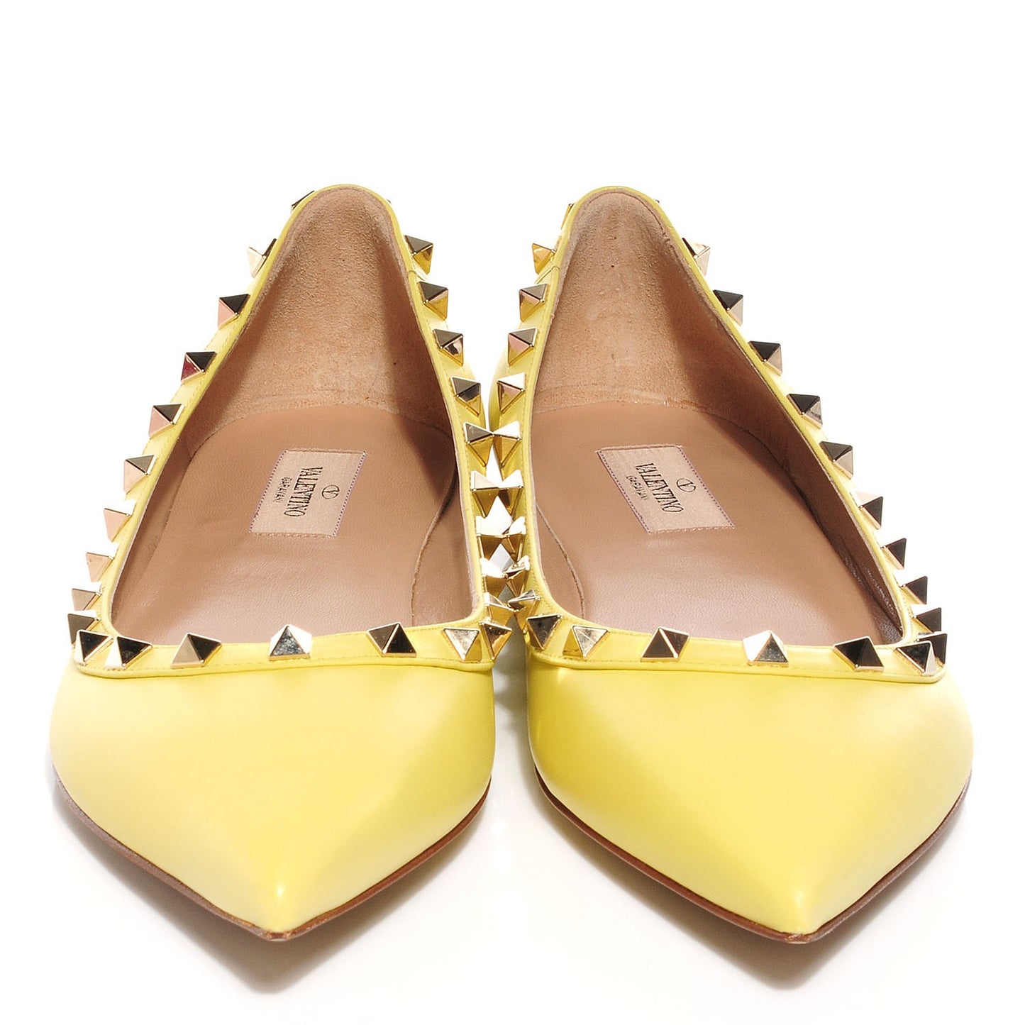 Nappa Rockstud Ballerina Flats Yellow 40.5