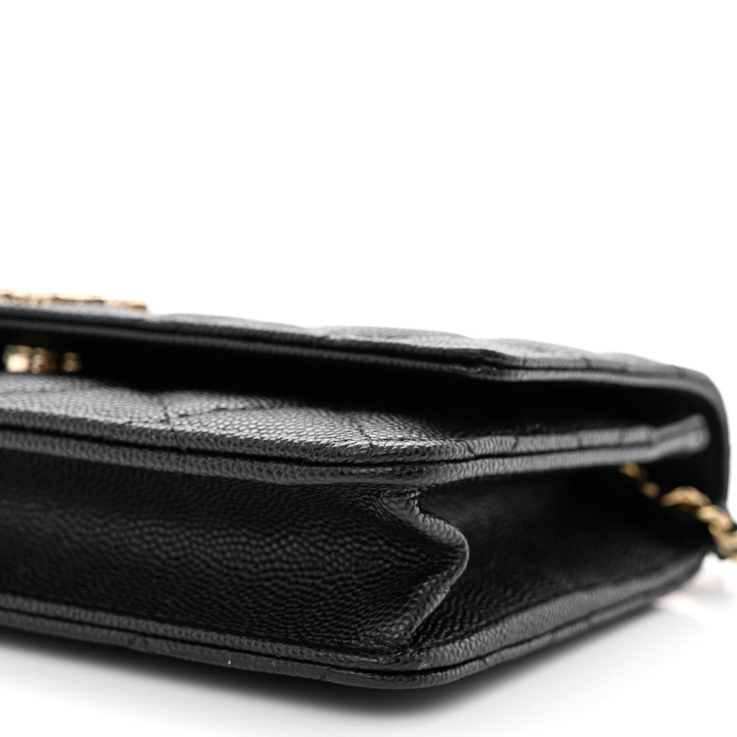 Caviar Quilted Crystal CC Wallet On Chain WOC Black