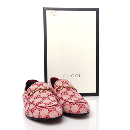 Gucci Canvas GG Monogram Horsebit Womens Jordaan Loafers 38 Gardenia Hibiscus Red 11 of 11