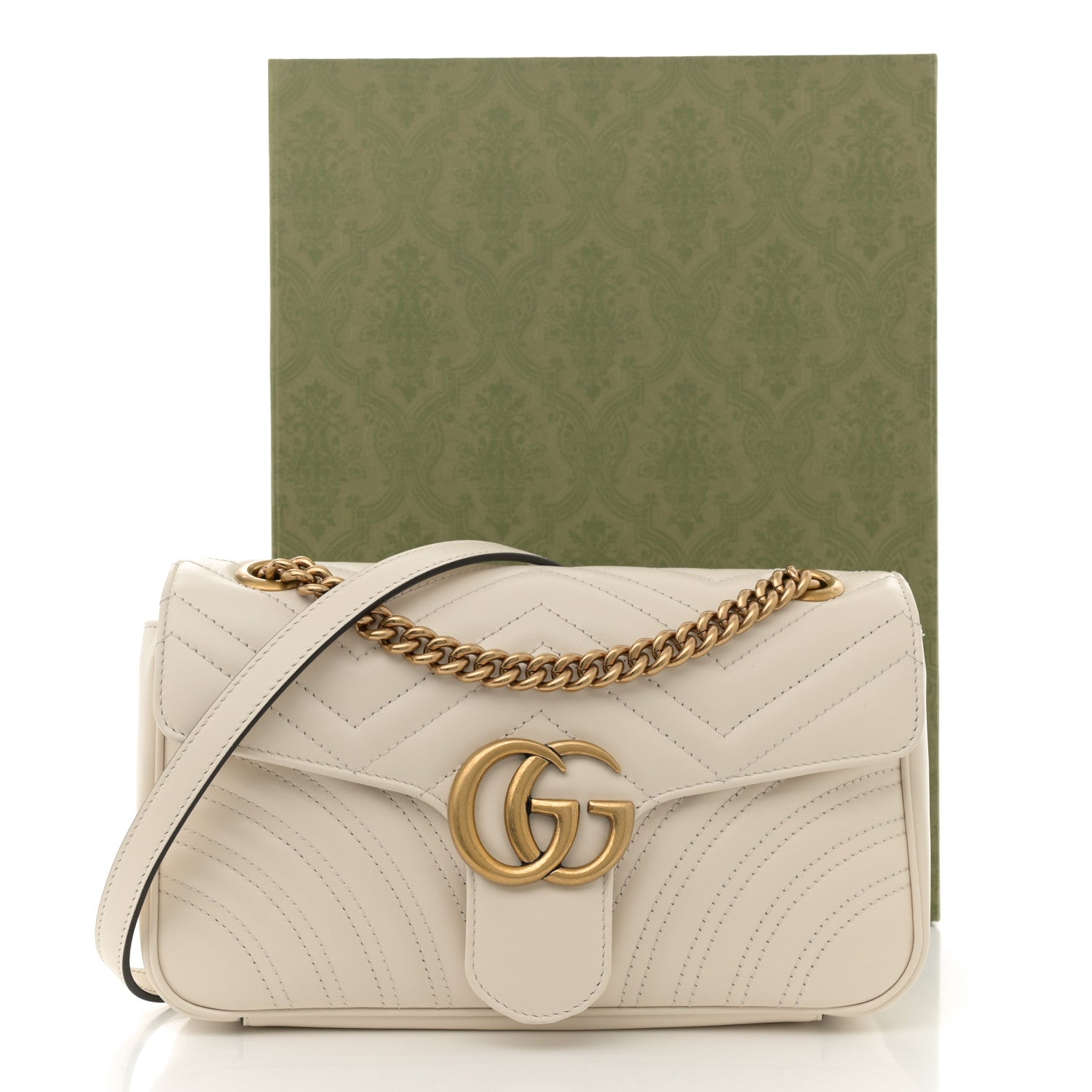 Gucci Calfskin Matelasse Small GG Marmont Shoulder Bag White 12 of 12