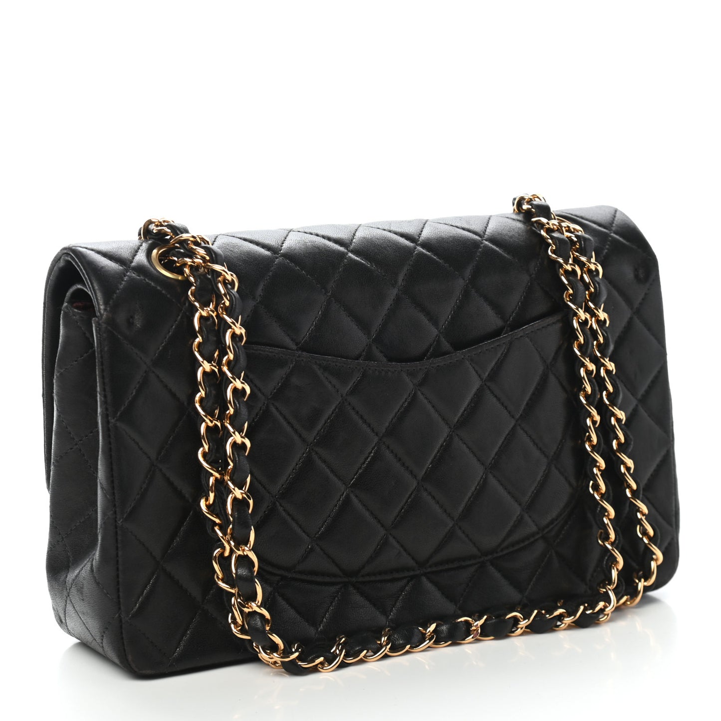 Lambskin Quilted Medium Double Flap Black