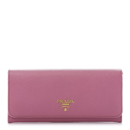 Prada Saffiano Metal Continental Flap Wallet Begonia 1 of 12
