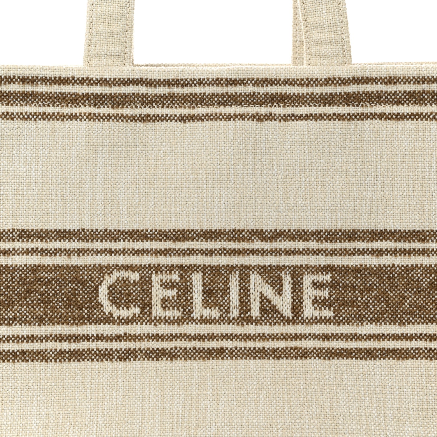 Celine Jacquard Striped Large Cabas Thais Tobacco Tan 7 of 9