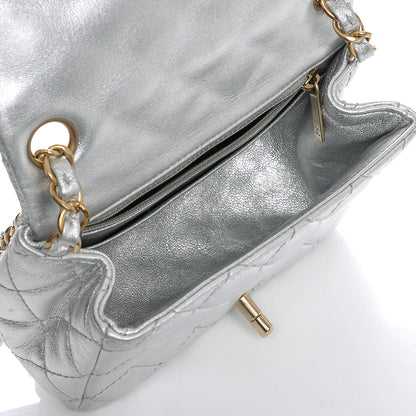 Chanel Metallic Lambskin Quilted Mini Square Flap Silver 5 of 7