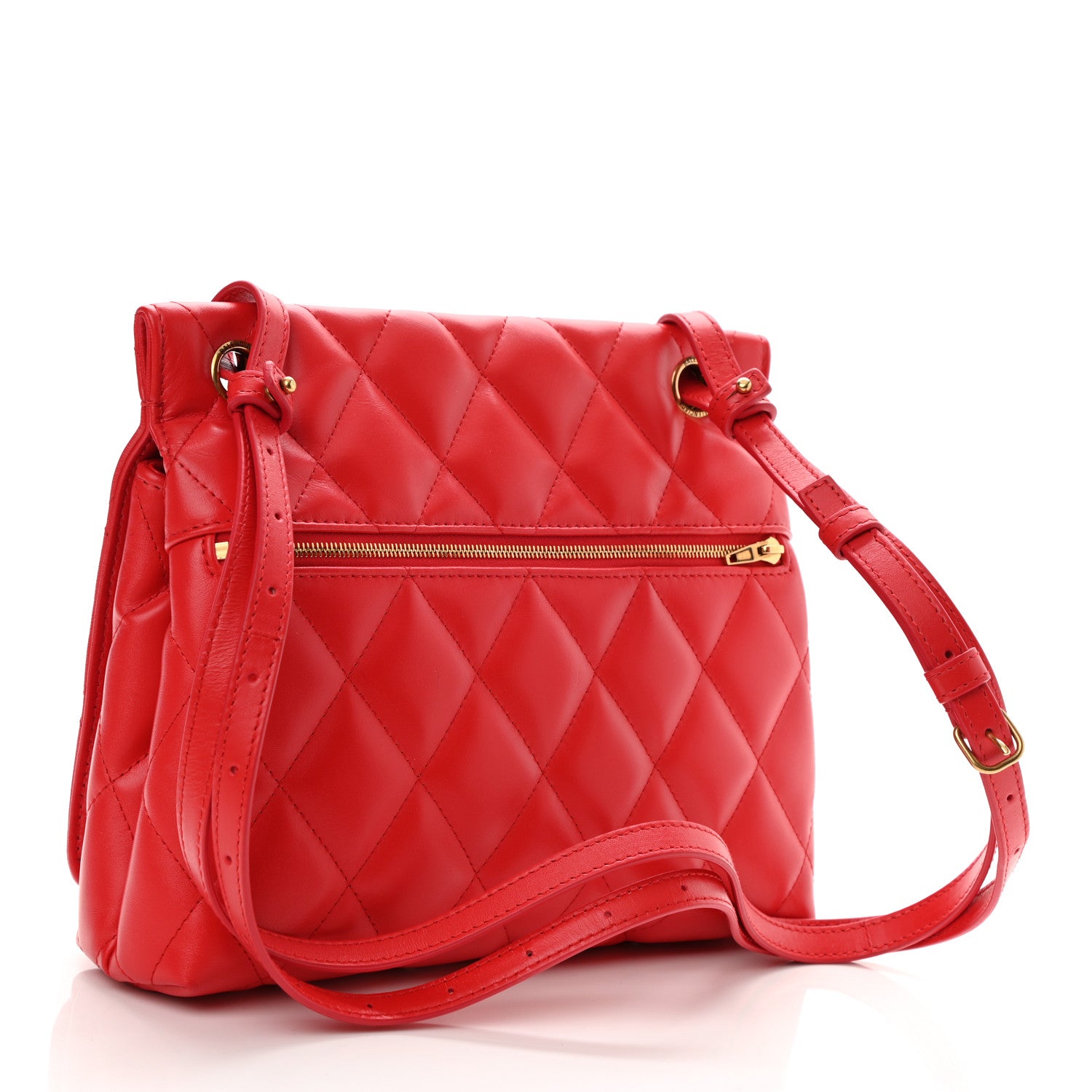 Balenciaga Nappa Calfskin Quilted Medium Touch B Shoulder Bag Bright Red 3 of 8