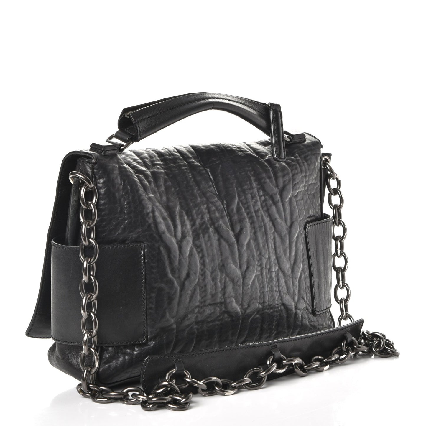 Calfskin Cable Embossed Leather Eve Shoulder Bag Black