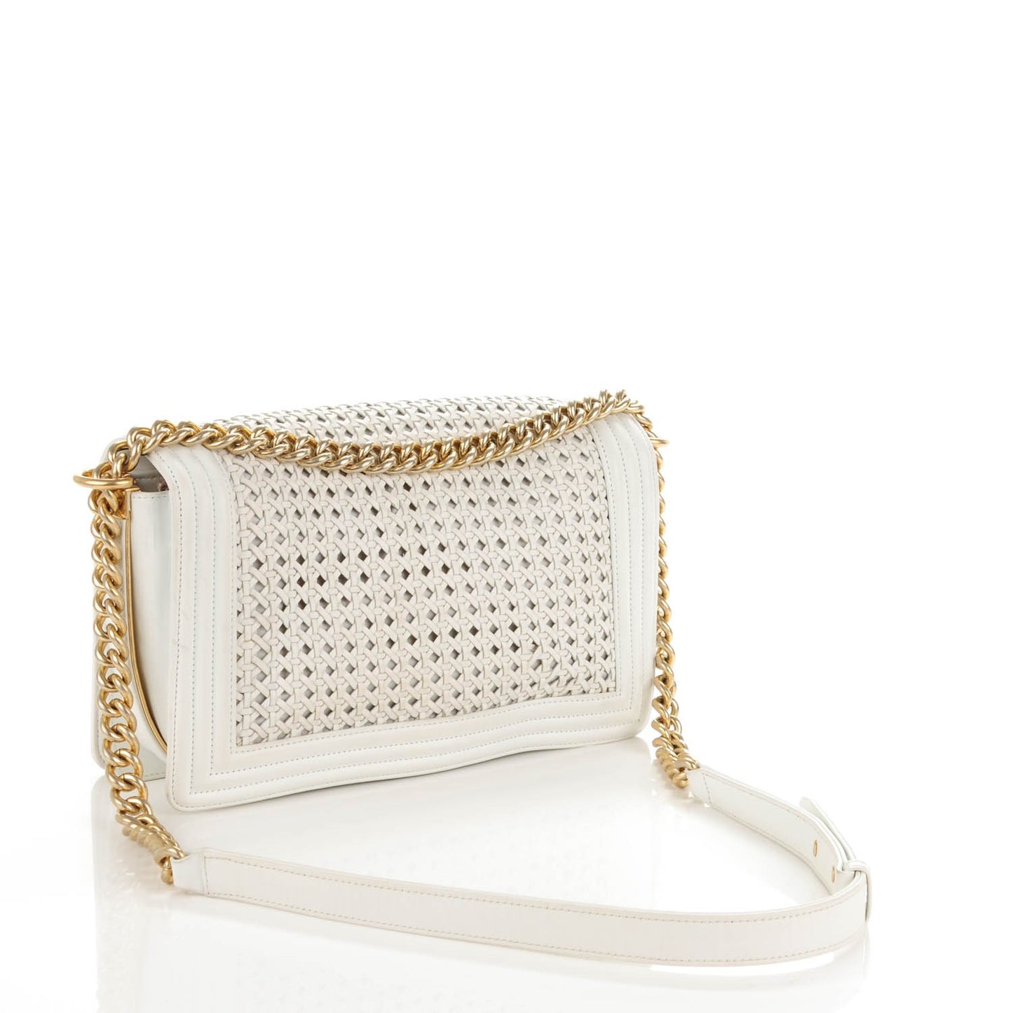 Sheepskin Braided New Medium Boy Reverso Flap White