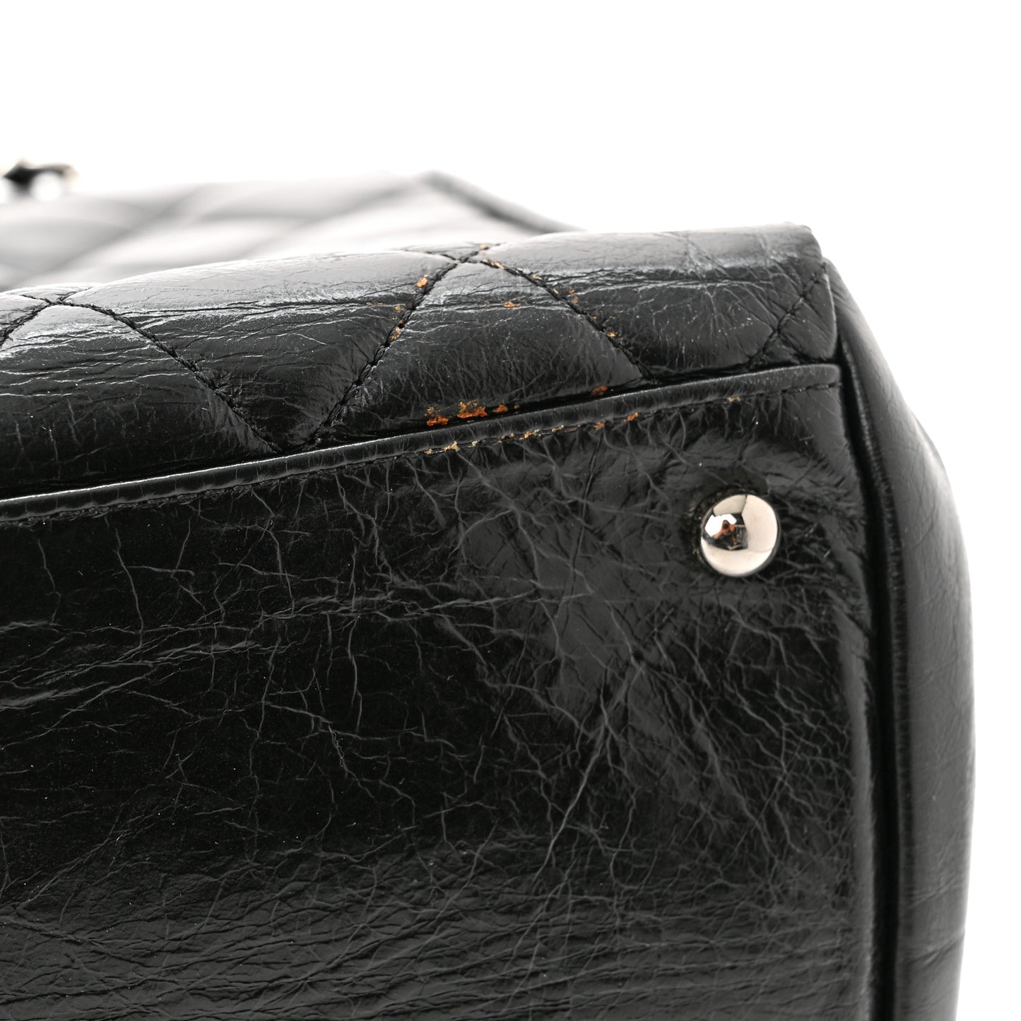 Glazed Calfskin Quilted Large CC Delivery Tote Black