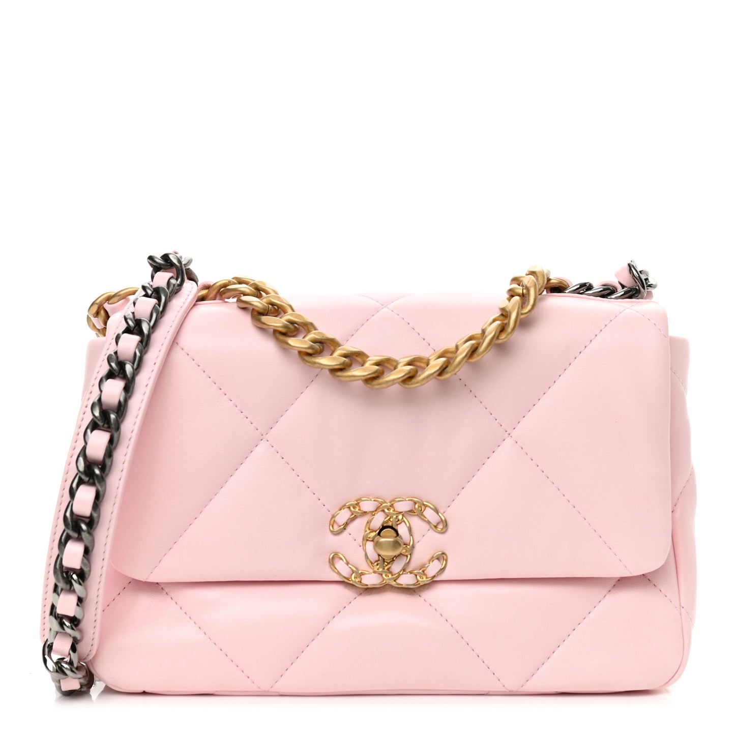 Lambskin Quilted Medium Chanel 19 Flap Light Pink