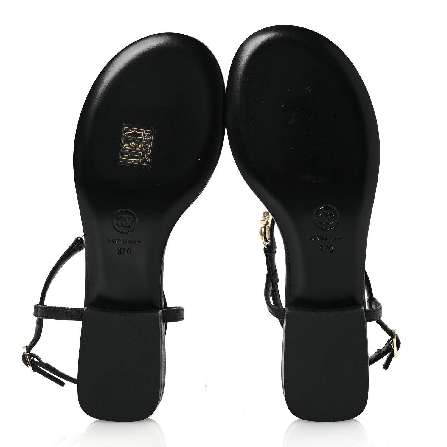 Chanel Lambskin Metal Heart Thong Sandals 37 Black 7 of 12