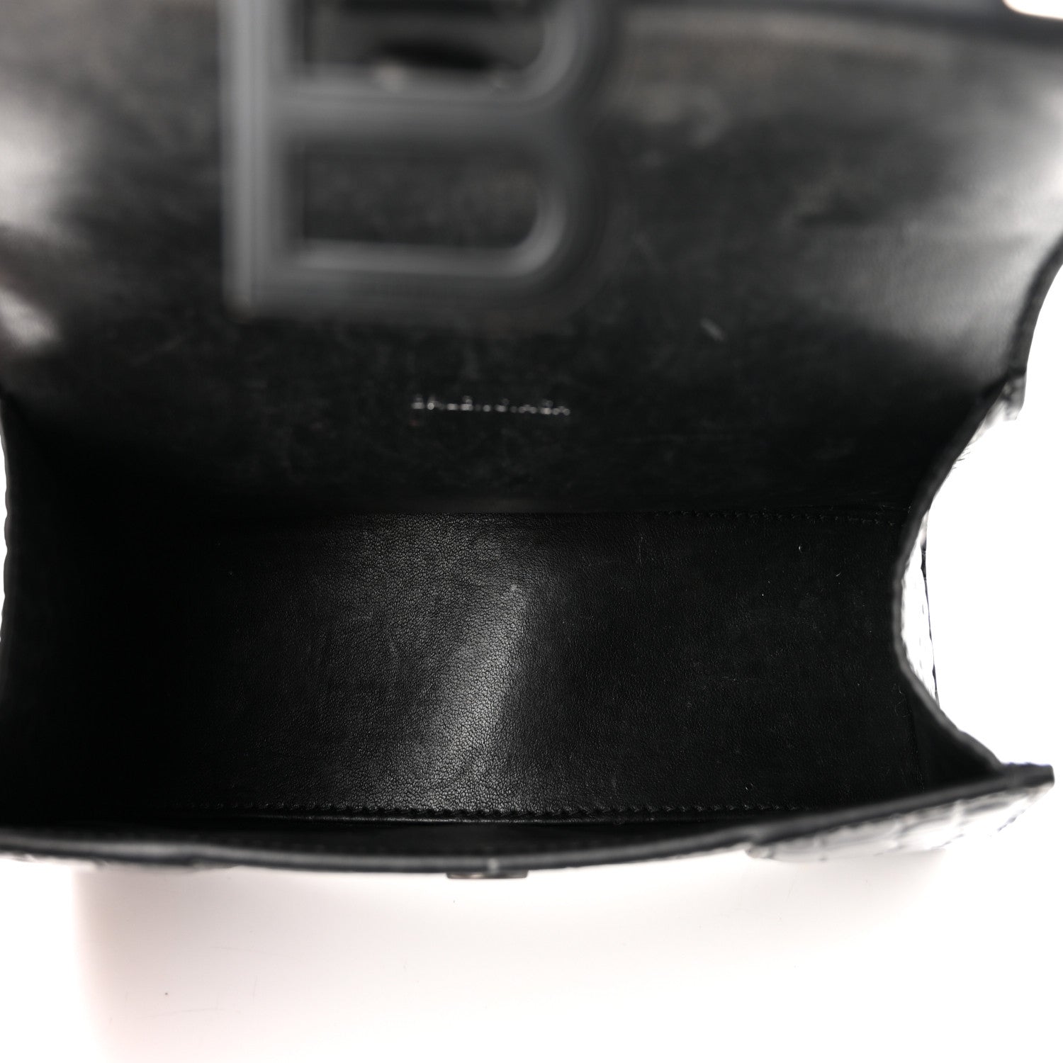 Balenciaga Shiny Calfskin Monochrome Crocodile Embossed Hourglass Top Handle Bag XS Black 5 of 11