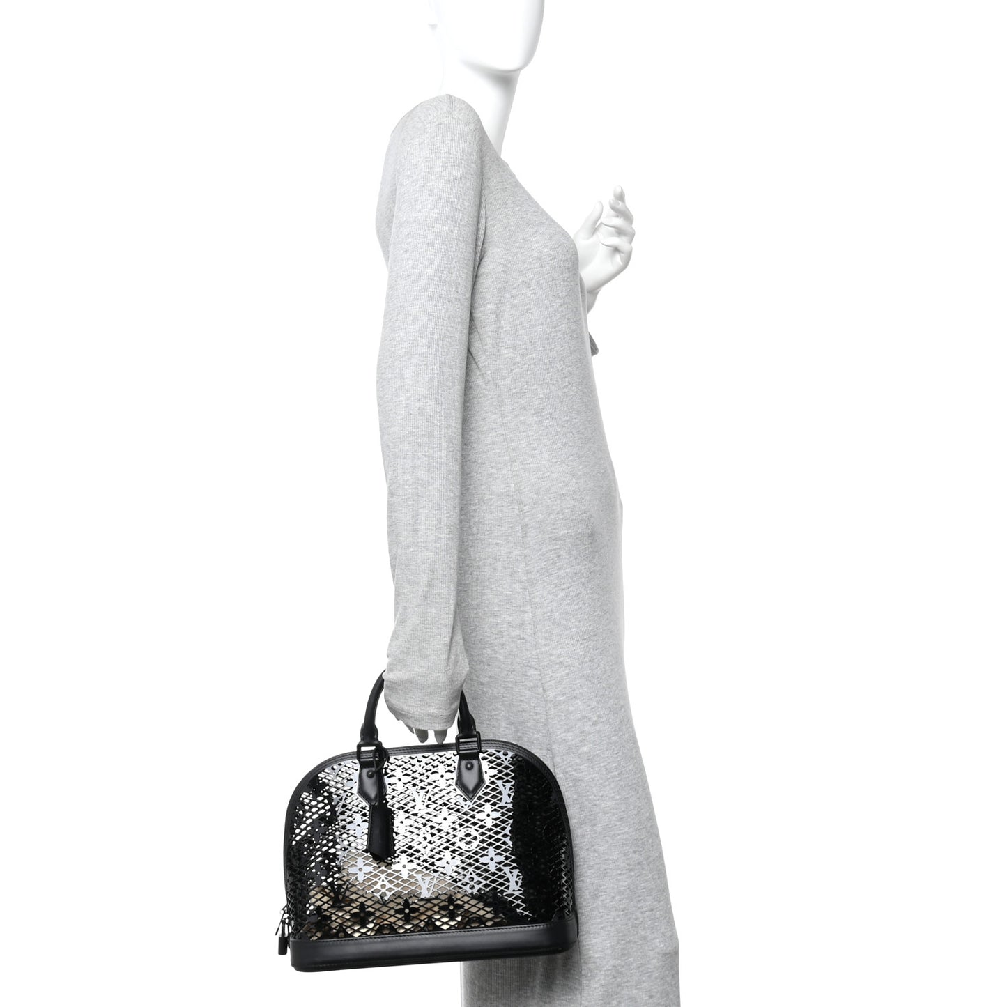 Patent Calfskin Laced Monogram Alma PM Black