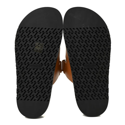 Hermes Calfskin Womens Chypre Sandals 38 Gold 5 of 9