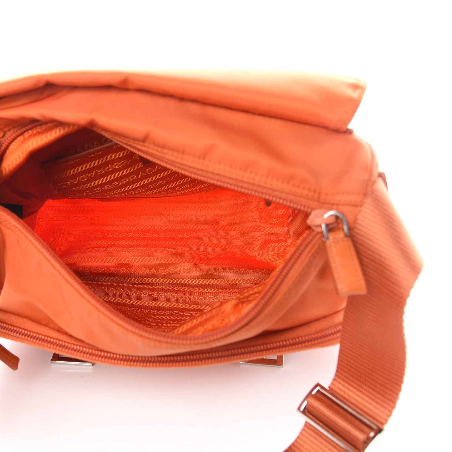 Tessuto Nylon Saffiano Messenger Bag Papaya