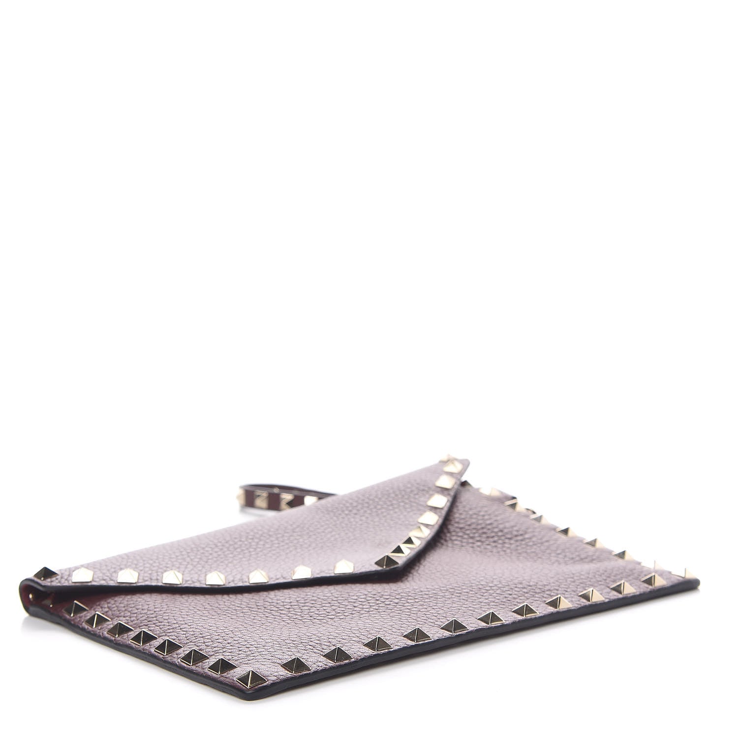 Valentino Garavani Pebbled Calfskin Medium Rockstud Envelope Flat Wristlet Pouch Rubin 4 of 10