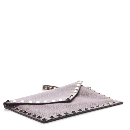 Valentino Garavani Pebbled Calfskin Medium Rockstud Envelope Flat Wristlet Pouch Rubin 4 of 10