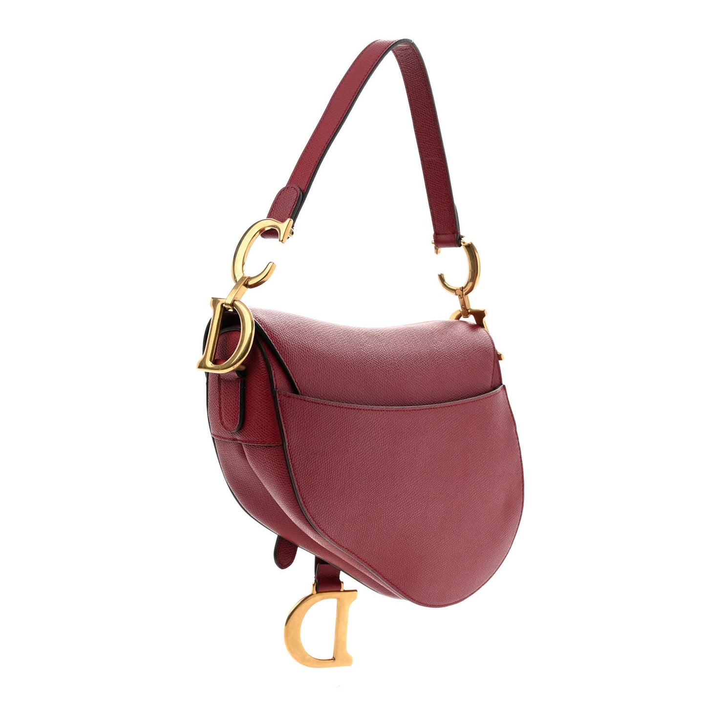 Grained Calfskin Saddle Bag Red