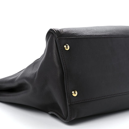 Fendi Vitello Dolce Marmol Large Peekaboo Iconic Satchel Ebano Blu Scuro 13 of 15