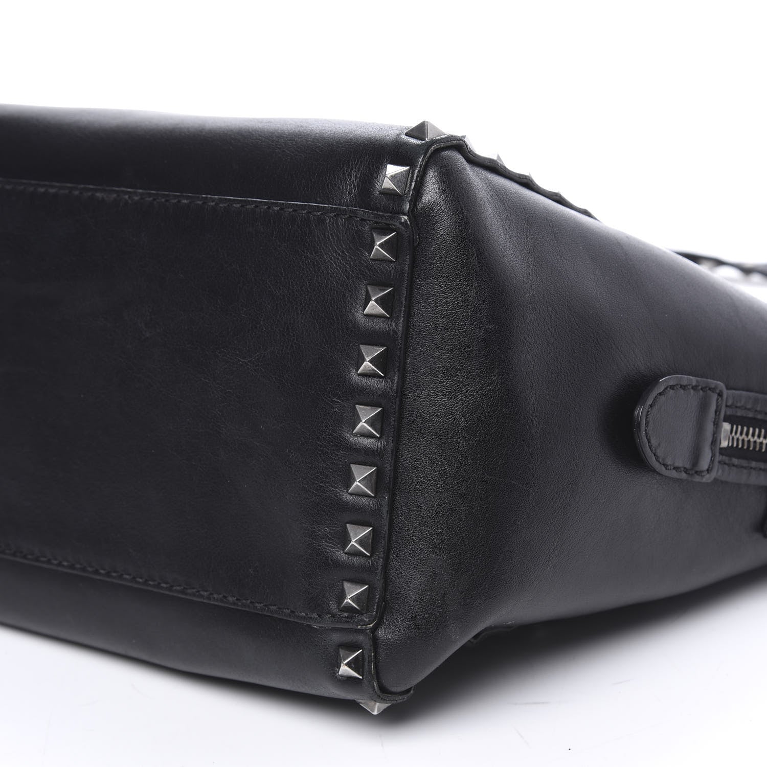 Valentino Garavani Vitello Small Rockstud Double Handle Tote Black 8 of 9