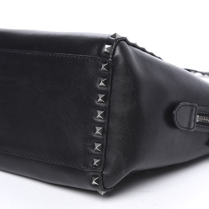 Valentino Garavani Vitello Small Rockstud Double Handle Tote Black 8 of 9