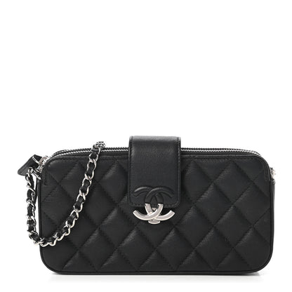 Chanel Lambskin Quilted CC Box Clutch With Chain Black 1 of 12