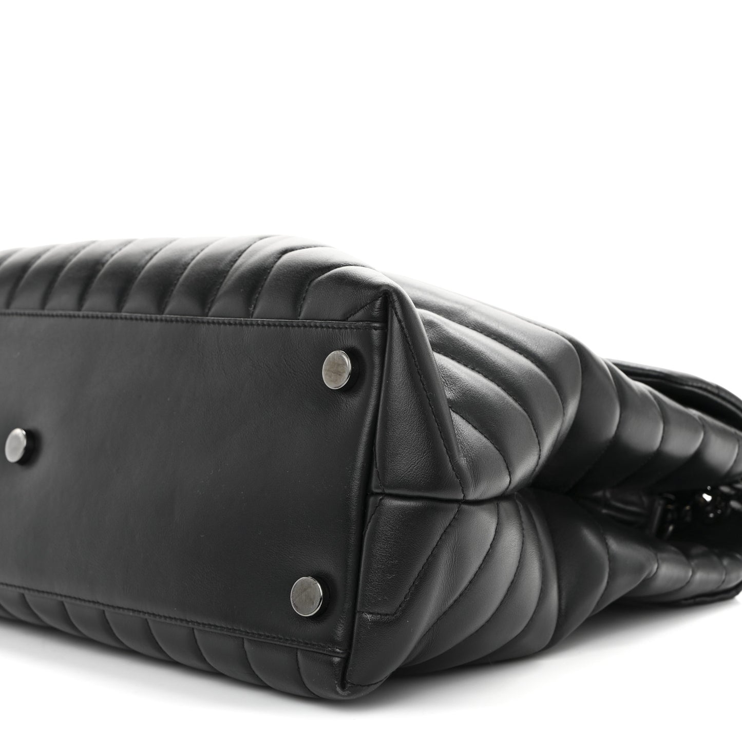 Calfskin Y Quilted Monogram Monochrome Large Loulou Chain Satchel Black